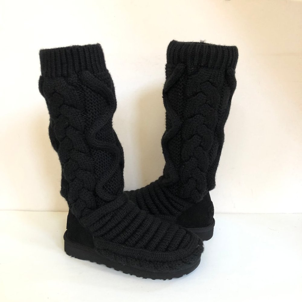 UGG CLASSIC TALL CHUNKY KNIT BLACK CARDY BOOT ALL SIZES